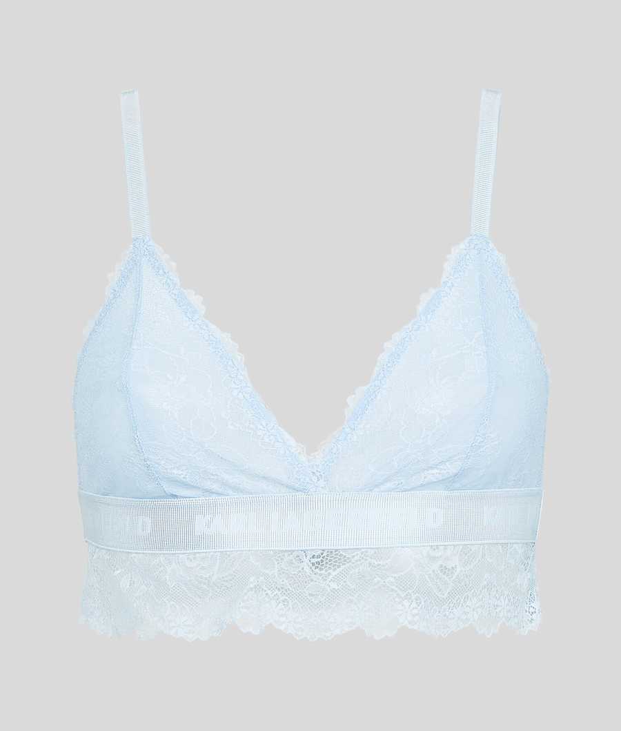 Light Blue Women's Karl Lagerfeld Longline Lace Triangle Bra Underwear | AE059JNYX