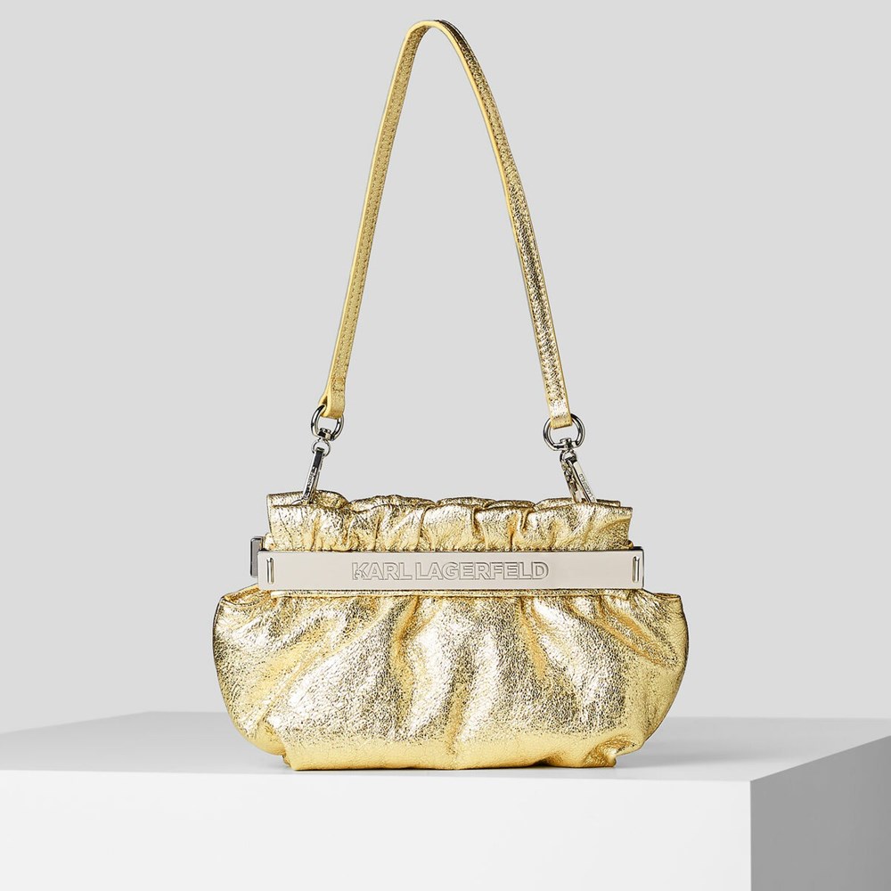 Light Gold Women\'s Karl Lagerfeld K/Kross Metallic Gold Baguette Bag | AE315SBPV