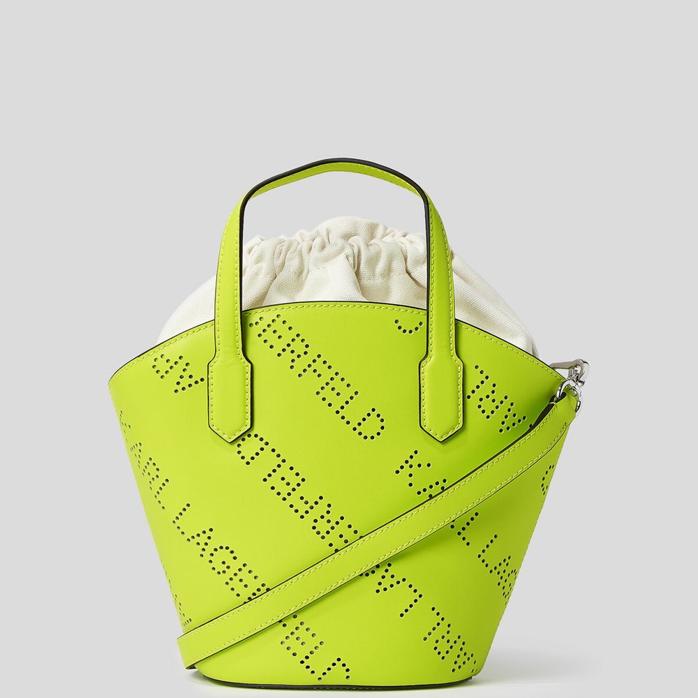 Light Green Women's Karl Lagerfeld K/Punched Logo Small Tote Bags | AE209USGD