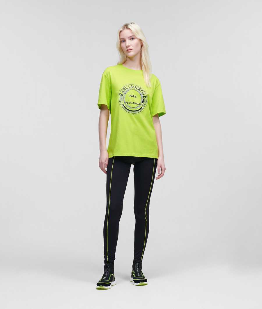 Light Green Women's Karl Lagerfeld Rue St-guillaume Circle Logo T-Shirts | AE684NGKR