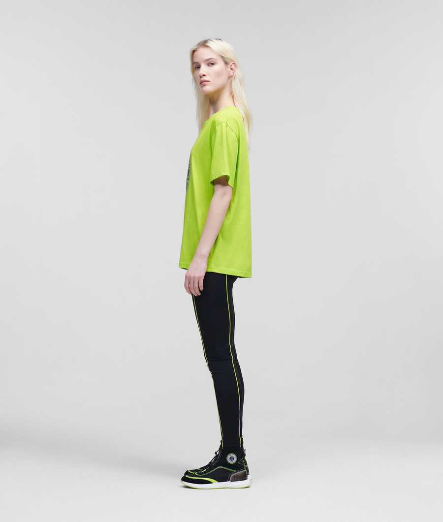 Light Green Women's Karl Lagerfeld Rue St-guillaume Circle Logo T-Shirts | AE684NGKR