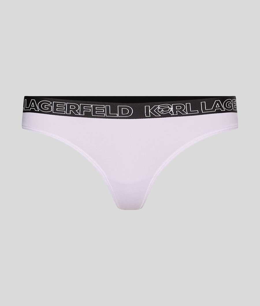 Light Purple Women\'s Karl Lagerfeld Ikonik 2.0 Logo Thong Underwear | AE186ZEMS