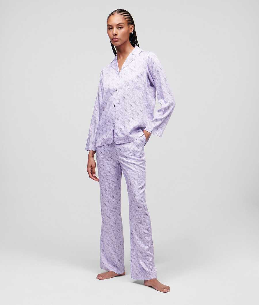 Light Purple Women's Karl Lagerfeld Ikonik 2.0 Long-sleeved Pyjama Set Sleepwear | AE471XIQM