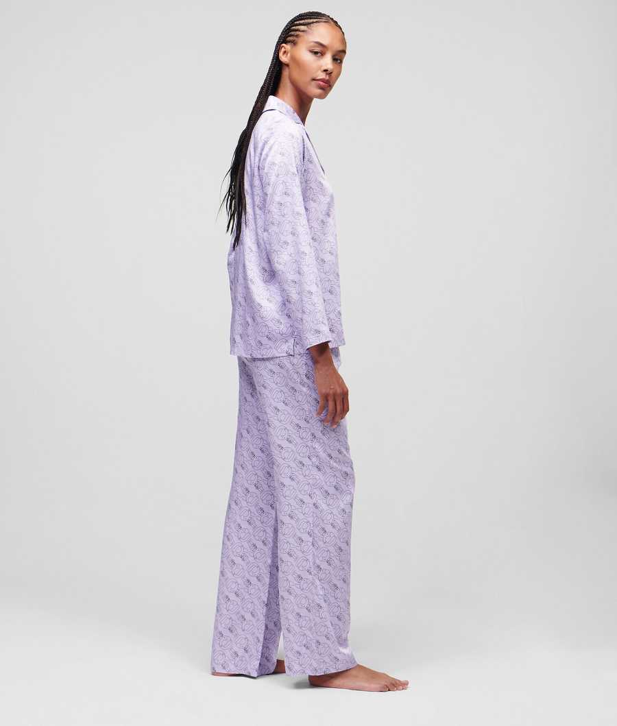 Light Purple Women's Karl Lagerfeld Ikonik 2.0 Long-sleeved Pyjama Set Sleepwear | AE471XIQM