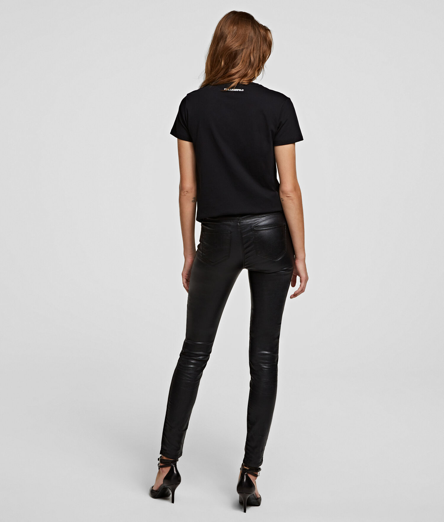 Metal Black Women's Karl Lagerfeld Metallic Skinny Jeans | AE187CNAU