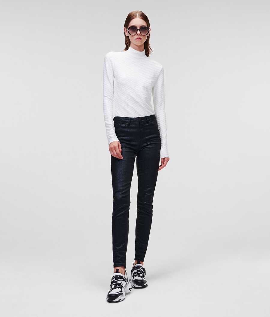 Metal Women's Karl Lagerfeld Metallic Skinny Jeans | AE512XZHP