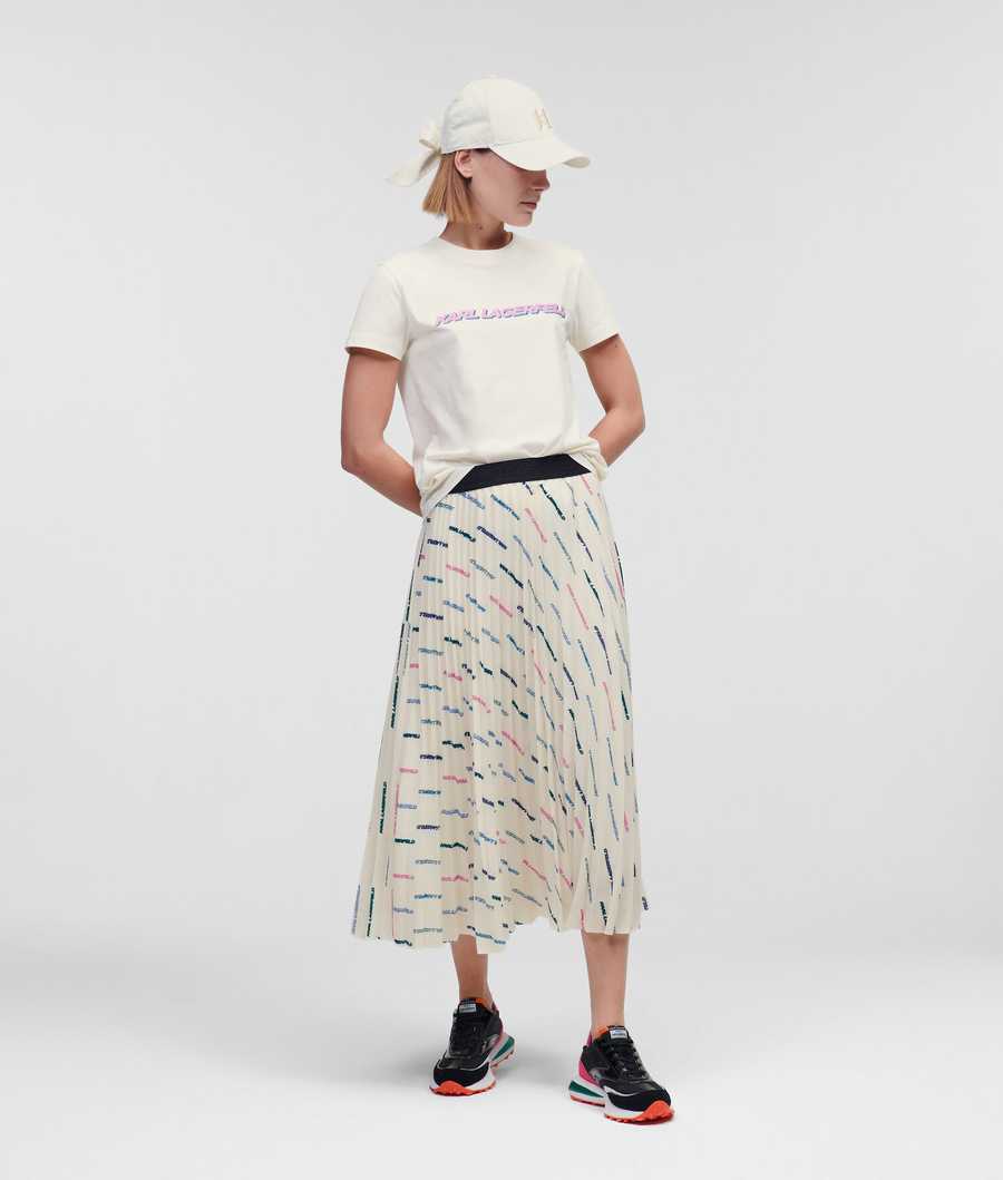 Multicolor Women's Karl Lagerfeld Karl Future Logo Pleated Skirts | AE095HEJZ