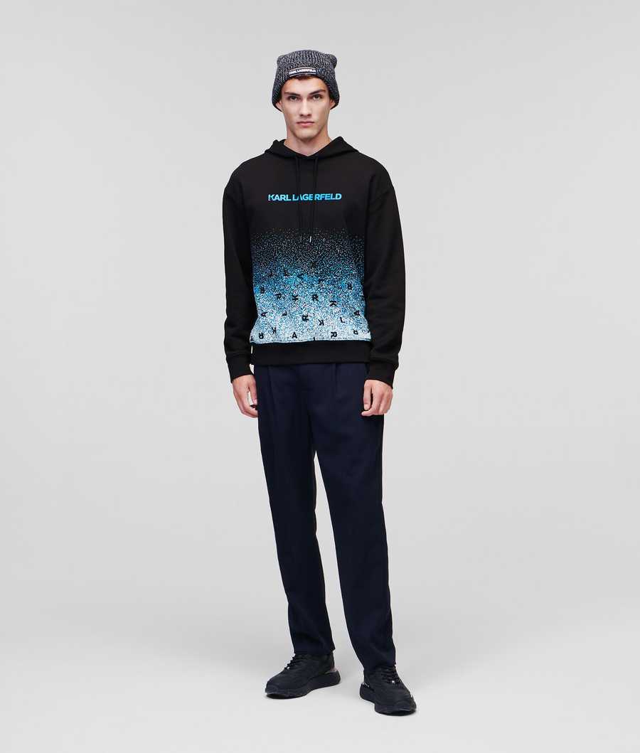 Navy Men's Karl Lagerfeld Digital Dégradé Logo Sweatshirts | AE061UQJI