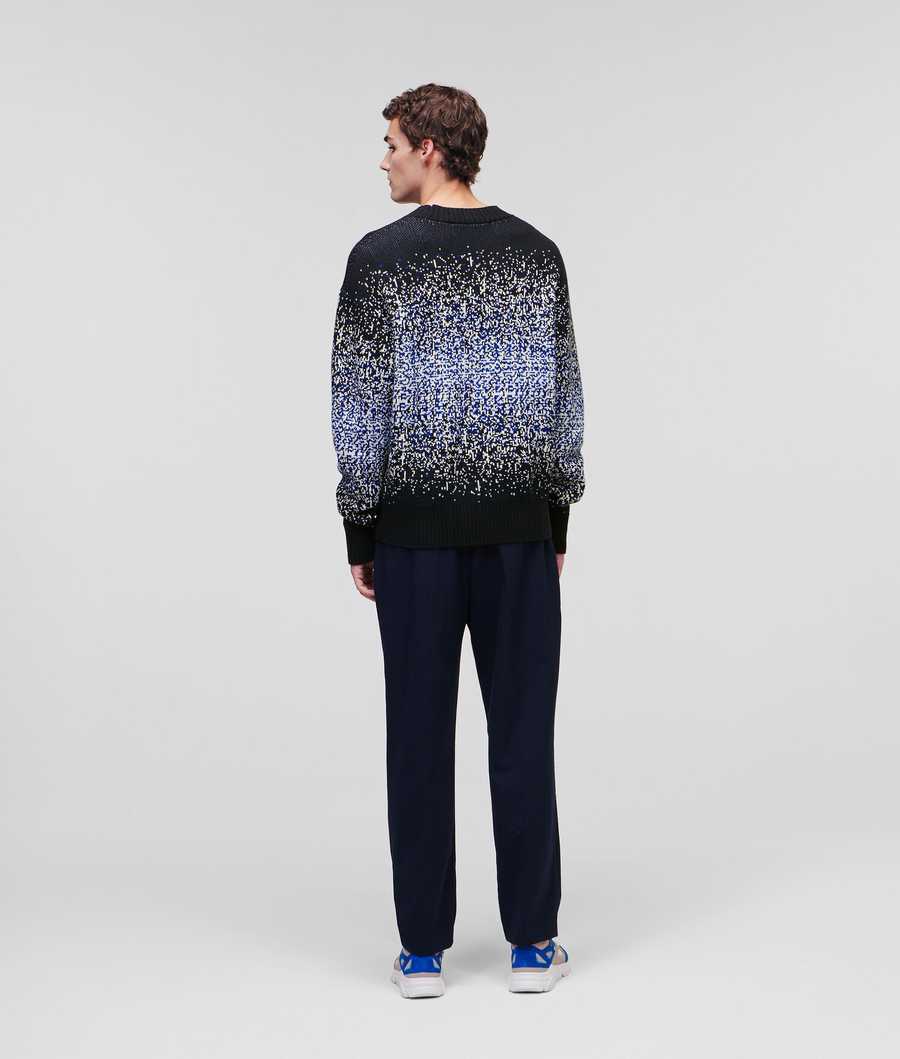 Navy Men's Karl Lagerfeld Digital Dégradé Logo Knitwear | AE831BVYO