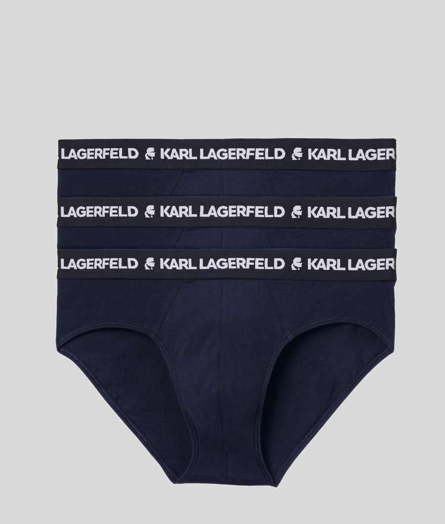 Navy Men's Karl Lagerfeld Logo Briefs 3-pack Underwear | AE843OSRA