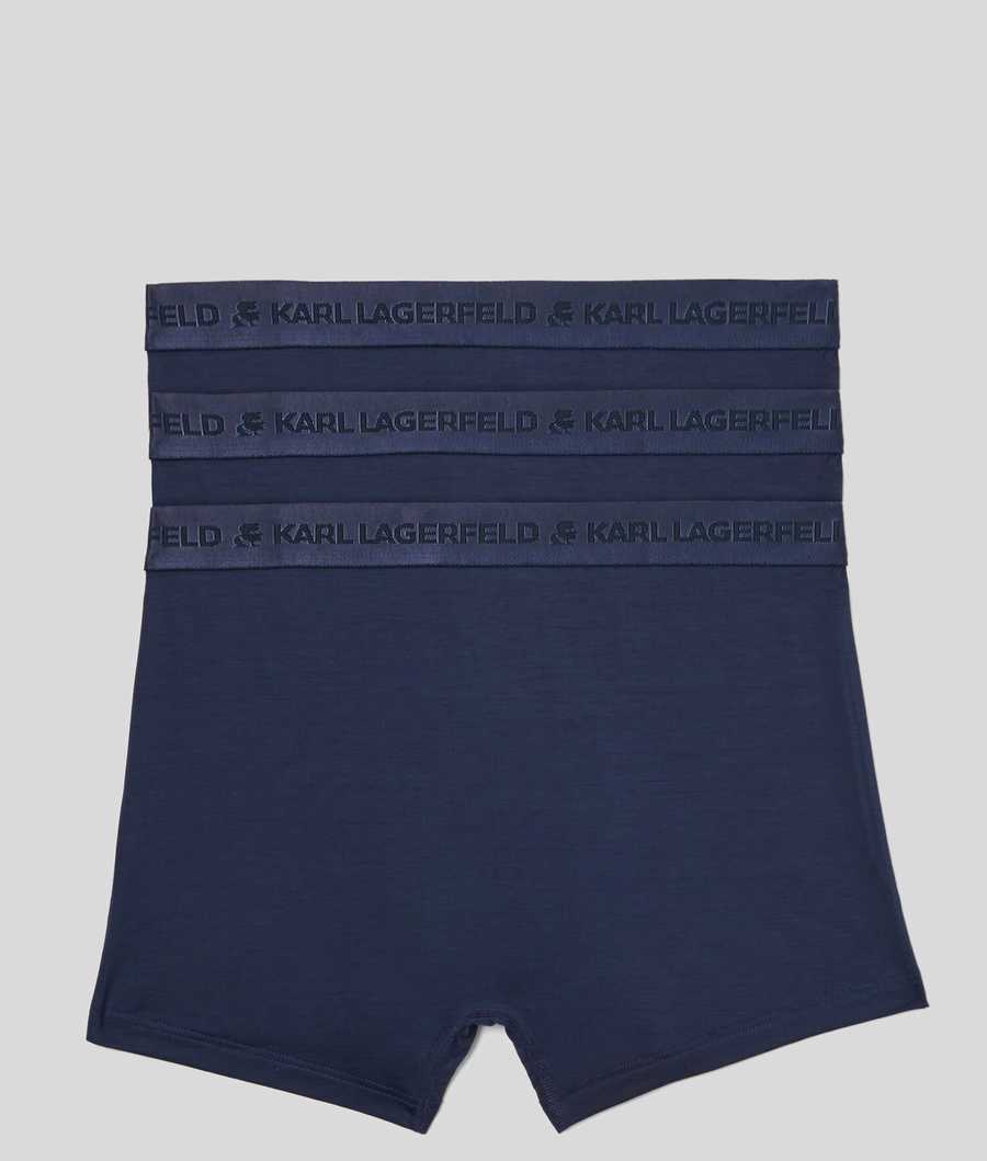 Navy Men's Karl Lagerfeld Premium Karl Logo Trunks – 3 Pack Underwear | AE278MLVW