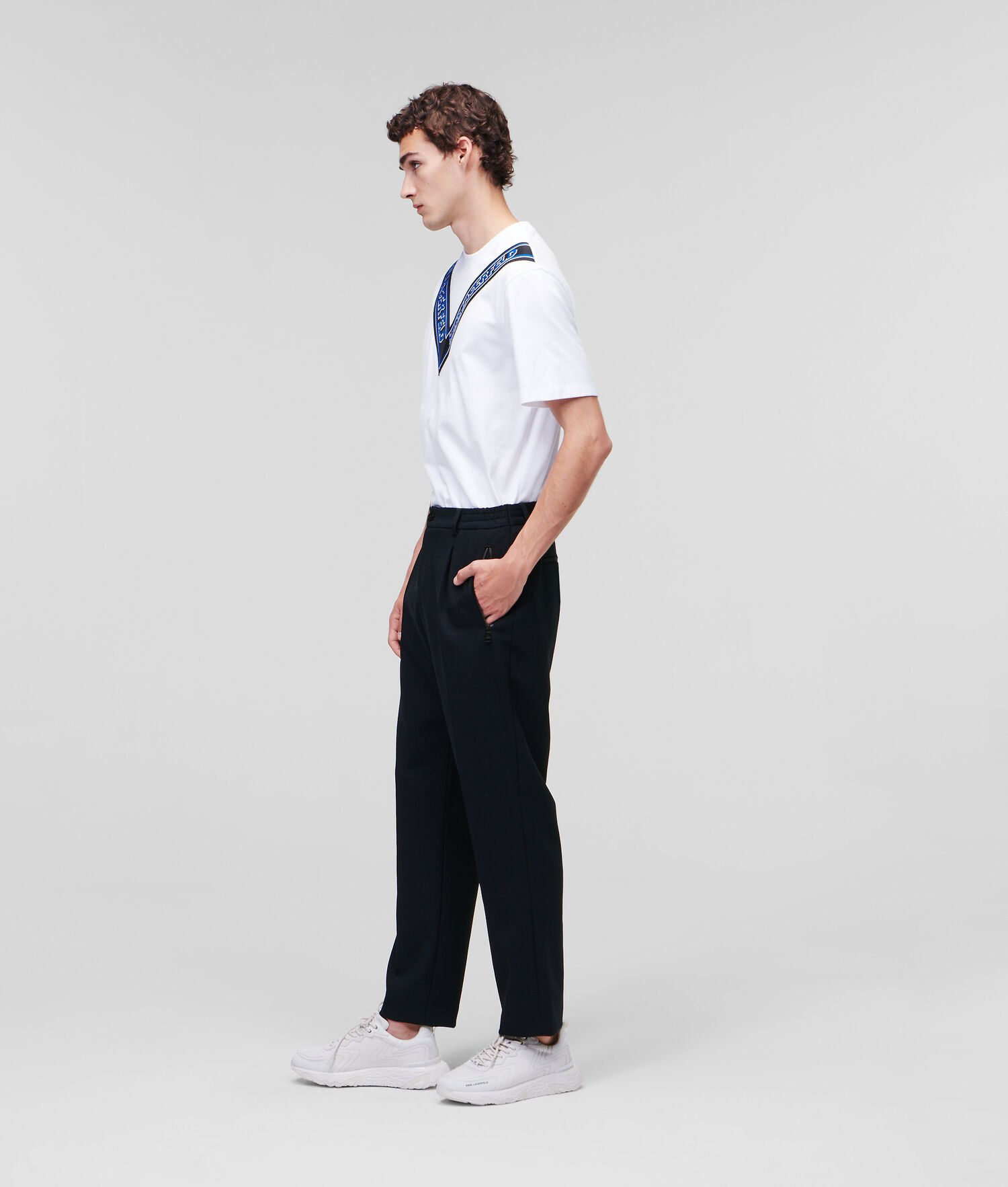 Navy Men's Karl Lagerfeld Tailored With Zipped Pockets Pants | AE135UVBJ