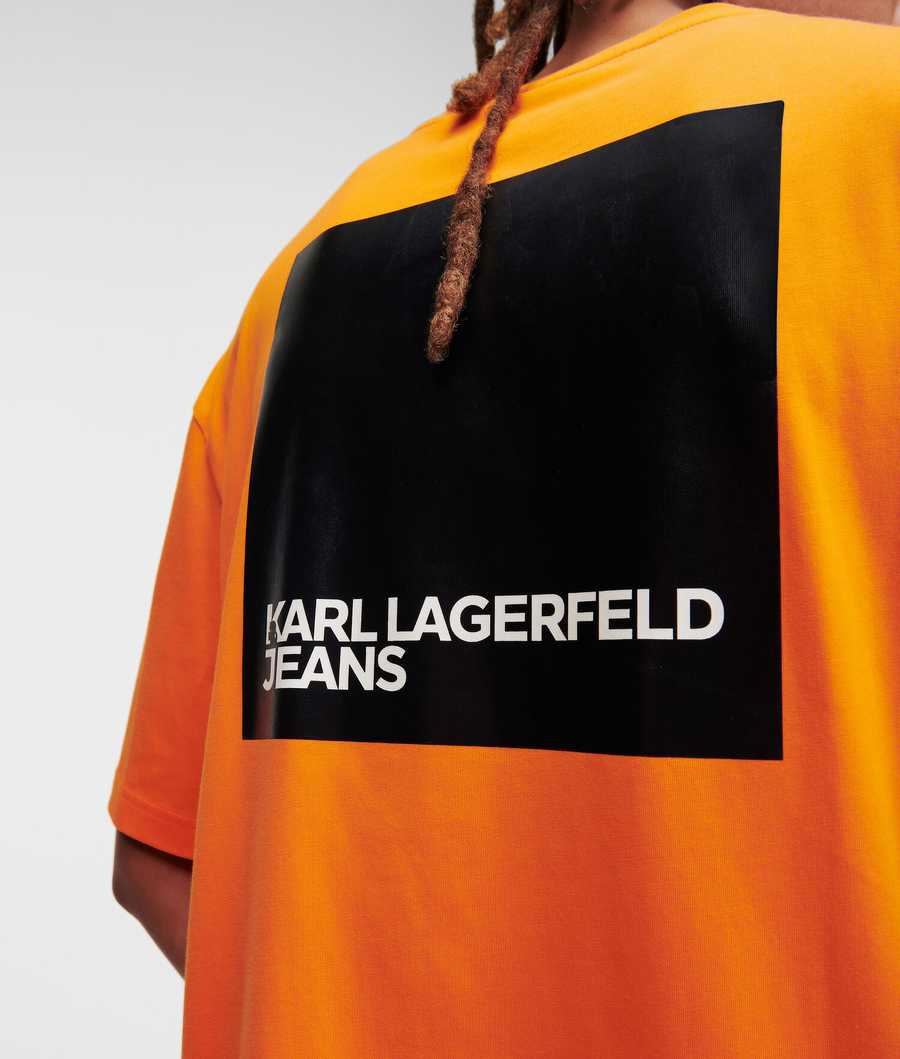 Orange Men's Karl Lagerfeld Klj Box Logo T-Shirts | AE967JBLT