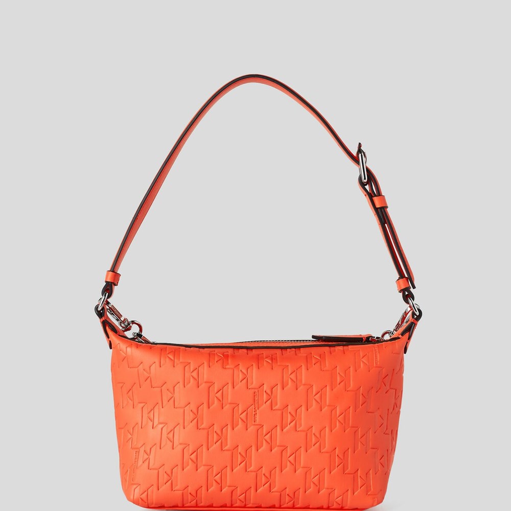 Orange Women's Karl Lagerfeld K/Kushion Monogram-embossed Baguette Bag | AE794ZICH