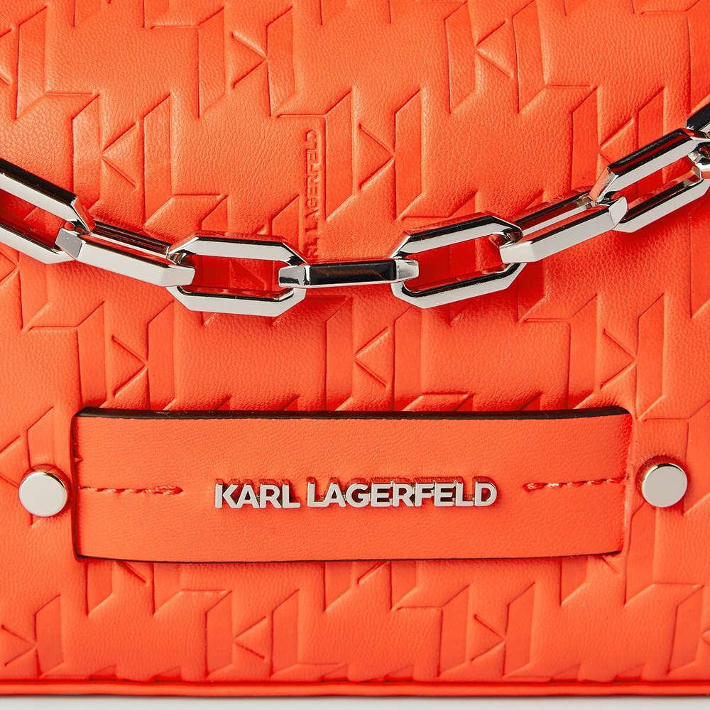 Orange Women's Karl Lagerfeld K/Kushion Monogram-embossed Baguette Bag | AE794ZICH