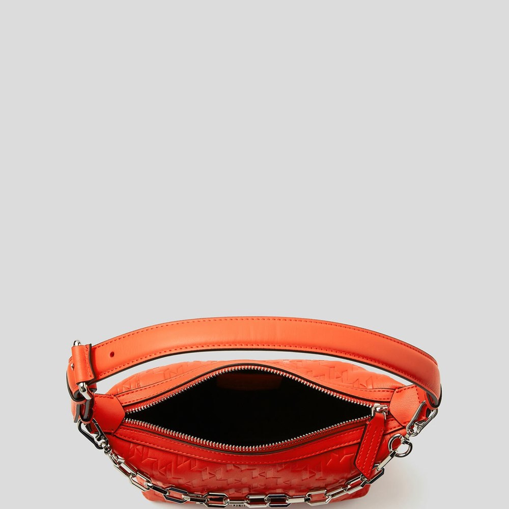 Orange Women's Karl Lagerfeld K/Kushion Monogram-embossed Baguette Bag | AE794ZICH