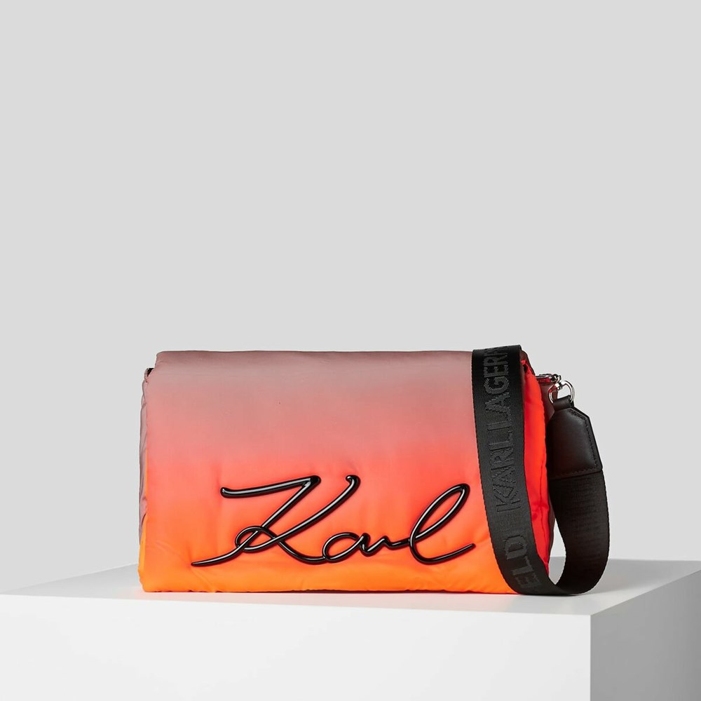 Orange Women\'s Karl Lagerfeld K/Signature Soft DegradÉ Large Shoulder Bags | AE563OIDG