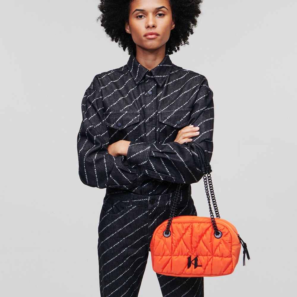 Orange Women's Karl Lagerfeld K/Studio Nylon Bowling Bag | AE083HIVU