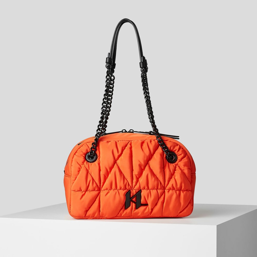 Orange Women\'s Karl Lagerfeld K/Studio Nylon Bowling Bag | AE083HIVU