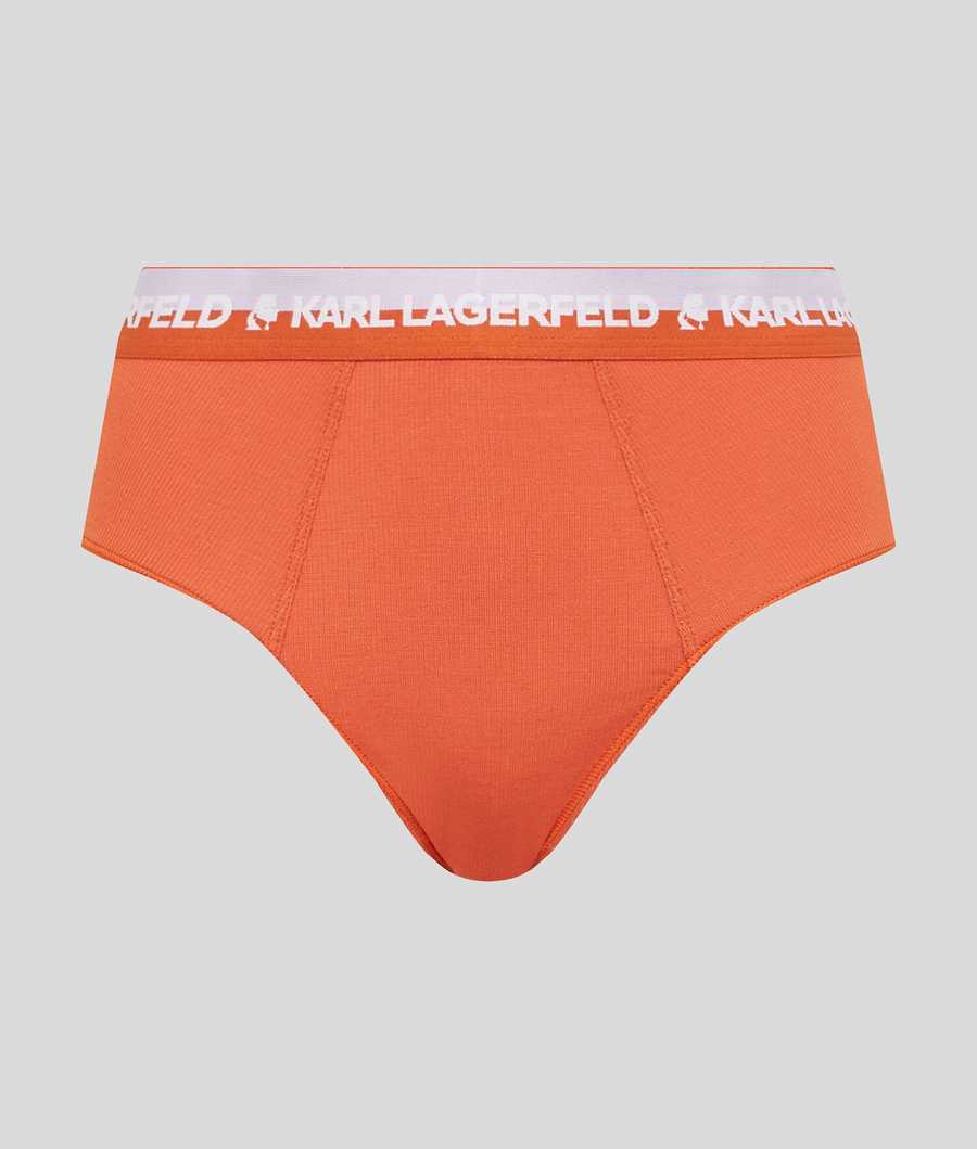 Orange Women's Karl Lagerfeld Karl Logo Ribbed Culottes Underwear | AE706SPUV