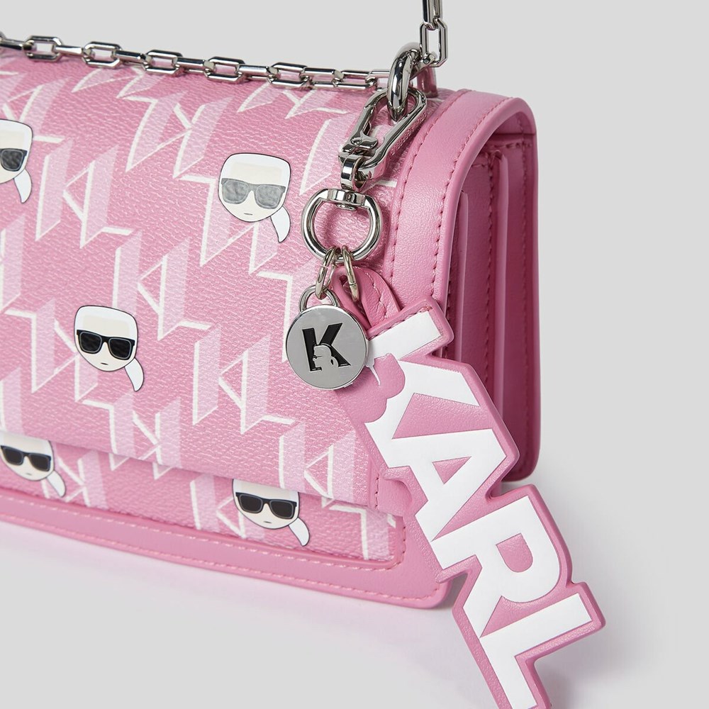 Pink Multicolor Women's Karl Lagerfeld K/Ikonik Monogram Shoulder Bags | AE192GAXY