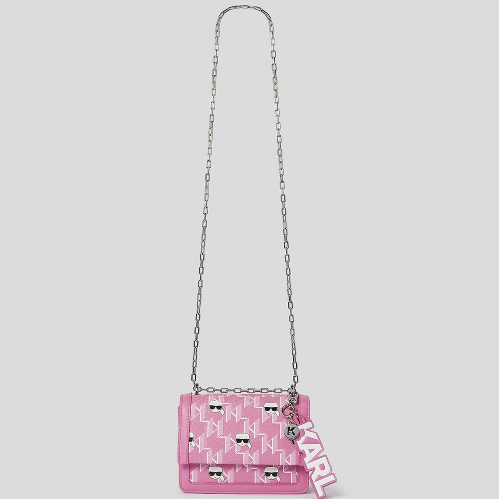 Pink Multicolor Women's Karl Lagerfeld K/Ikonik Monogram Shoulder Bags | AE192GAXY