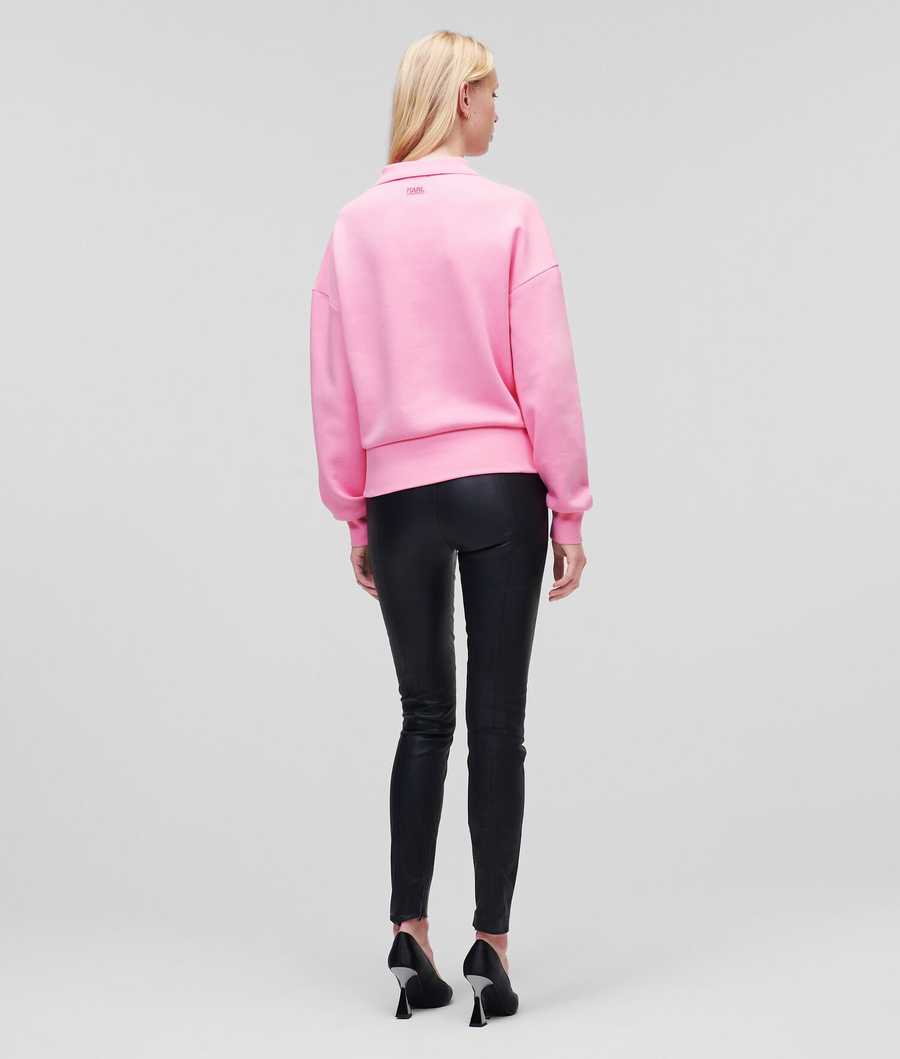 Pink Women's Karl Lagerfeld Athleisure Half-zip Sweatshirts | AE982LMWC