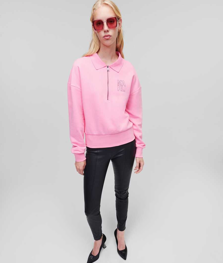 Pink Women's Karl Lagerfeld Athleisure Half-zip Sweatshirts | AE982LMWC