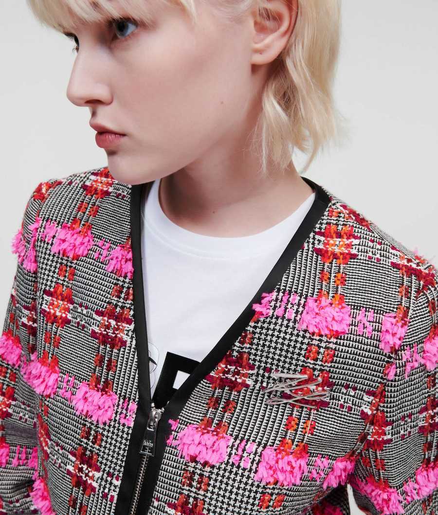 Pink Women's Karl Lagerfeld BOUCLÉ Jackets | AE385ZIDJ