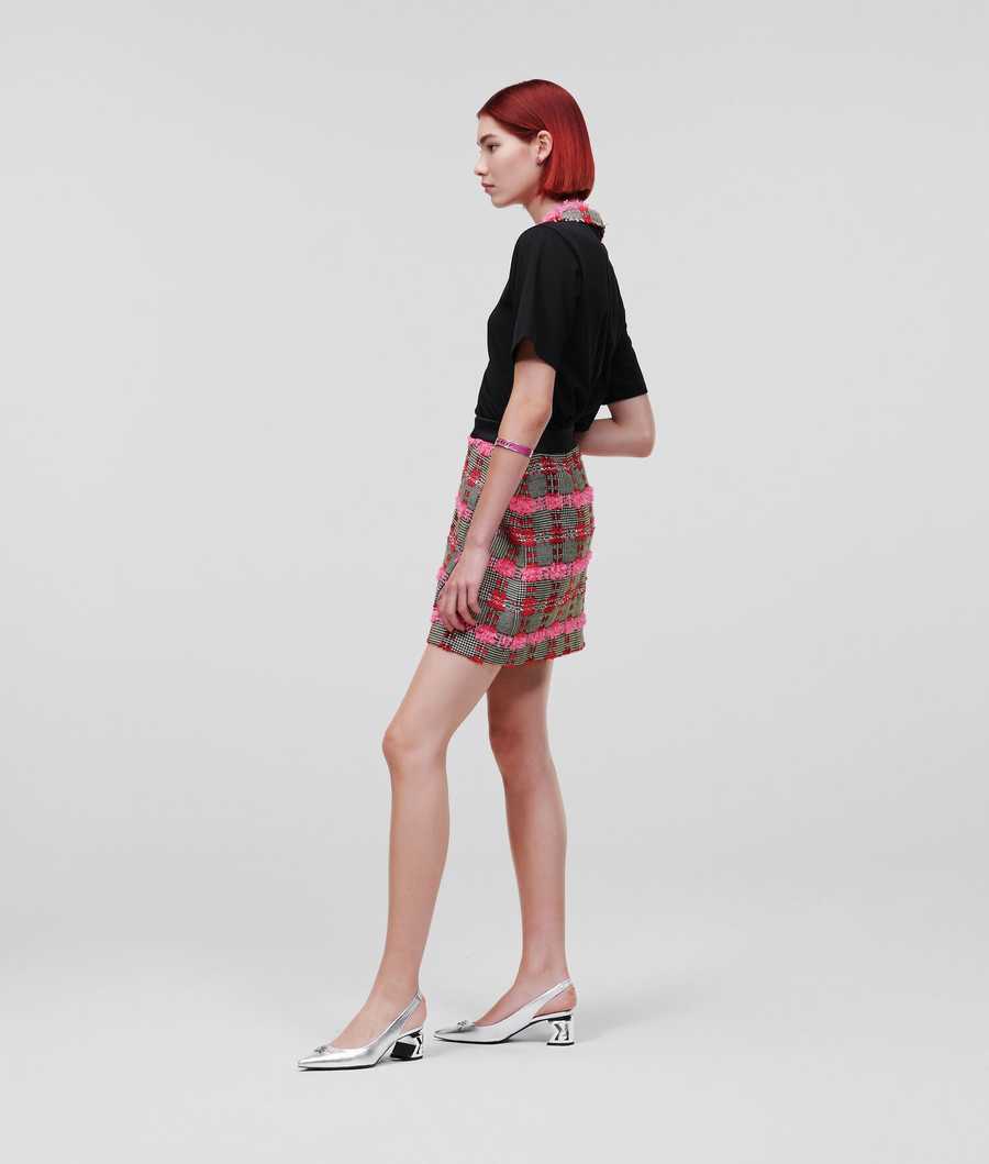 Pink Women's Karl Lagerfeld BOUCLÉ Mini Skirts | AE280PERI