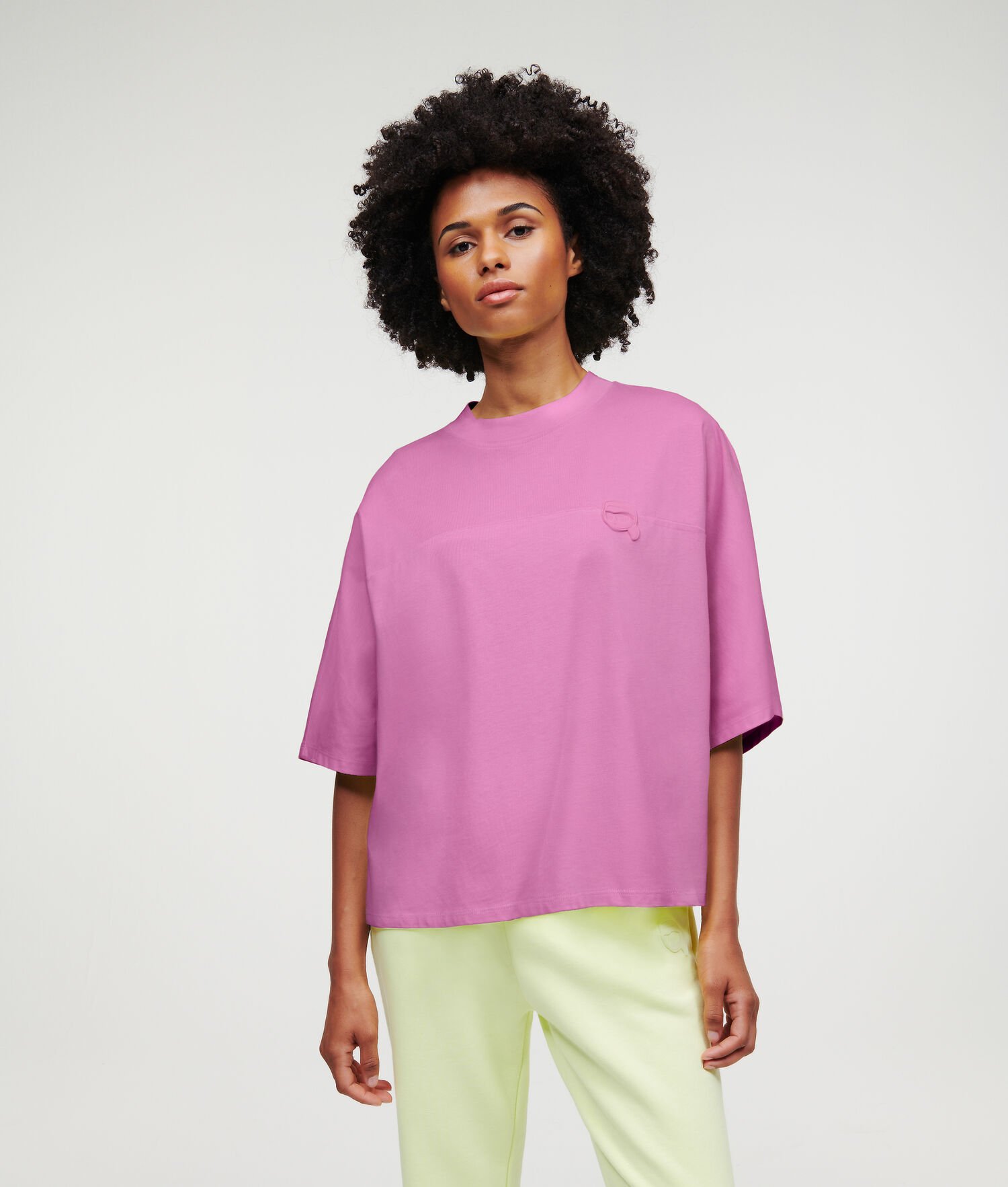 Pink Women's Karl Lagerfeld Ikonik 2.0 Boxy T-Shirts | AE845UDRT