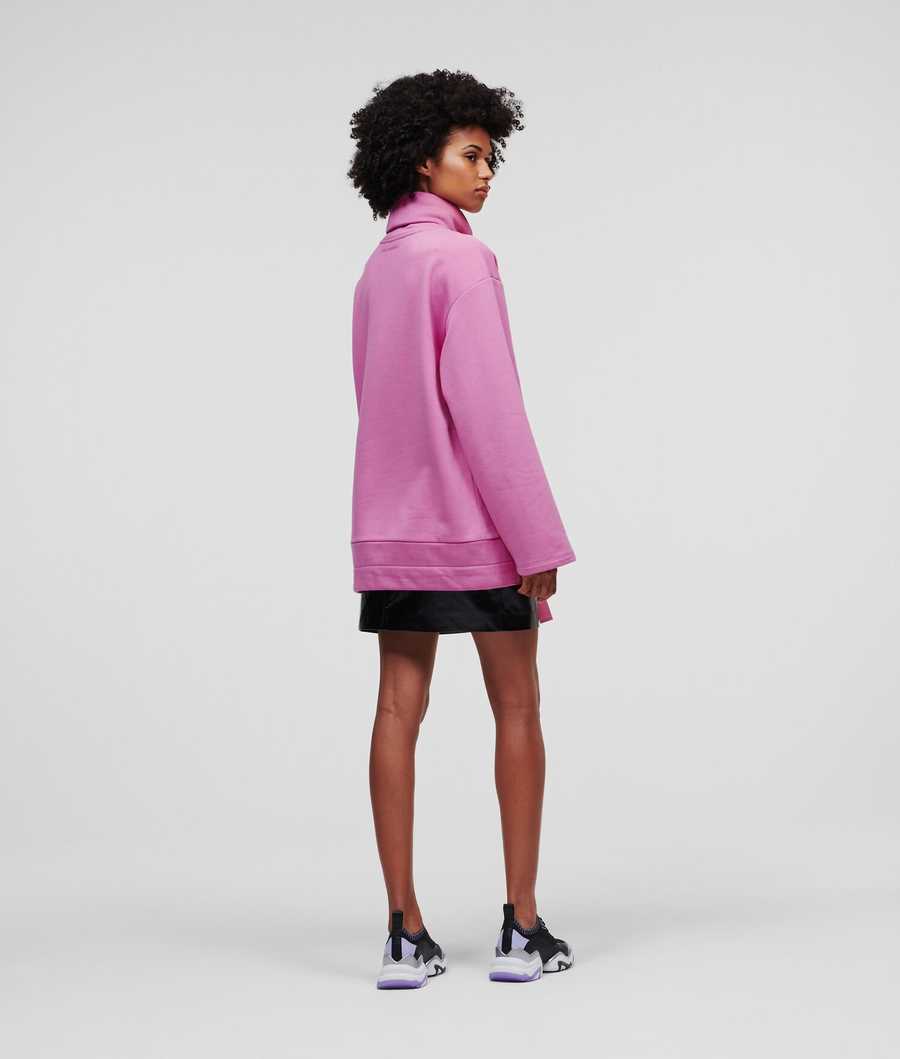 Pink Women's Karl Lagerfeld Ikonik 2.0 High Neck Sweatshirts | AE792DQRZ