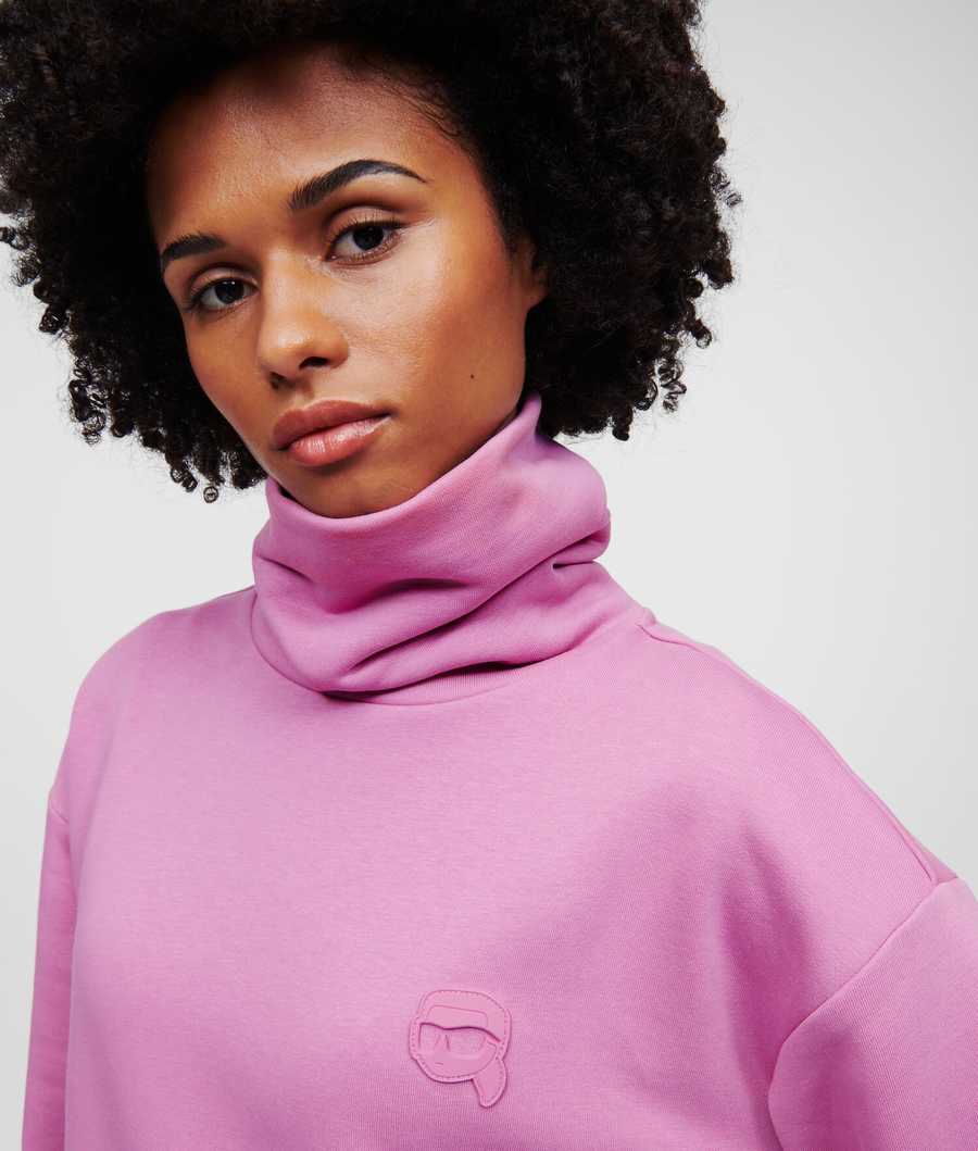 Pink Women's Karl Lagerfeld Ikonik 2.0 High Neck Sweatshirts | AE792DQRZ