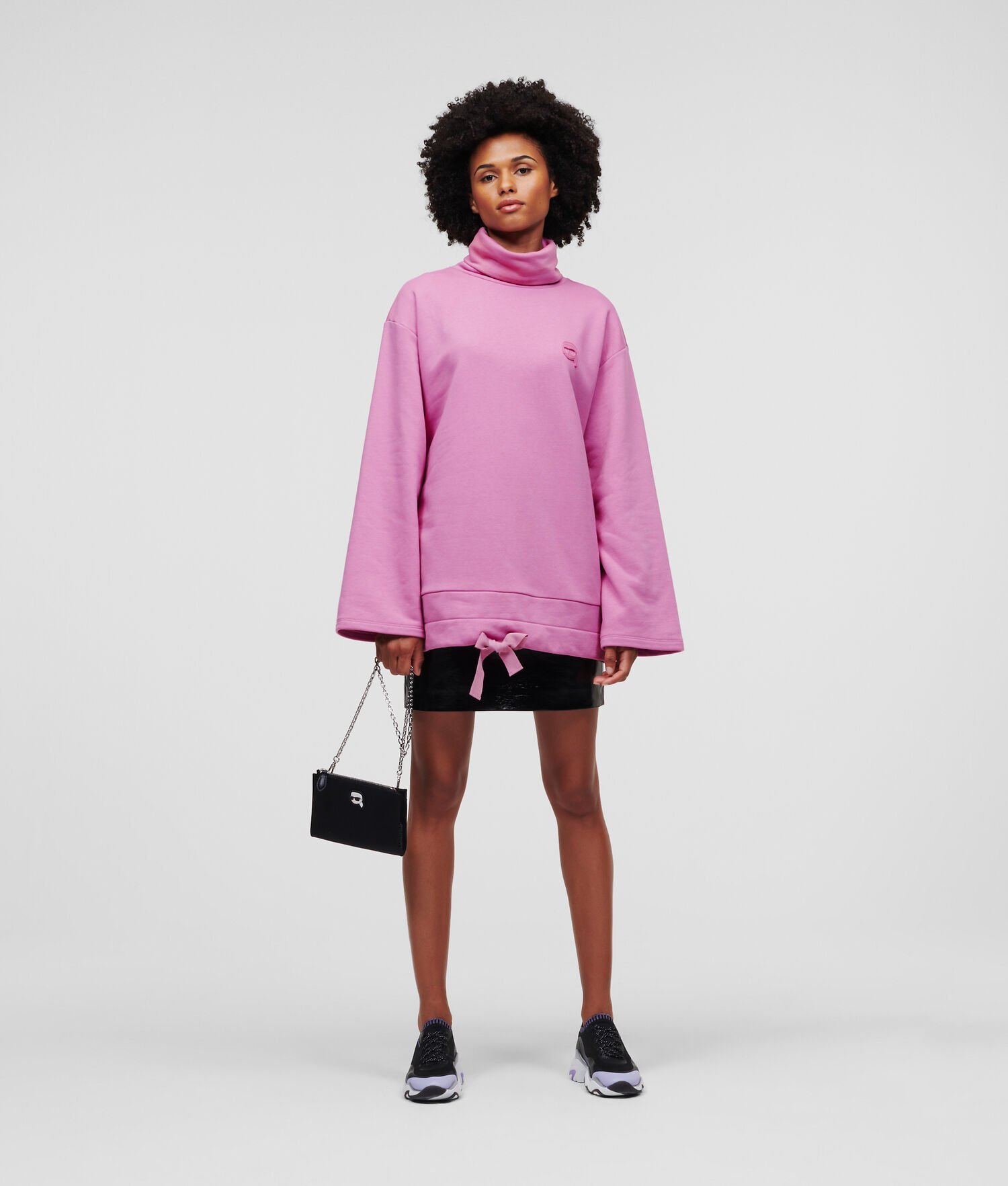 Pink Women's Karl Lagerfeld Ikonik 2.0 High Neck Sweatshirts | AE792DQRZ