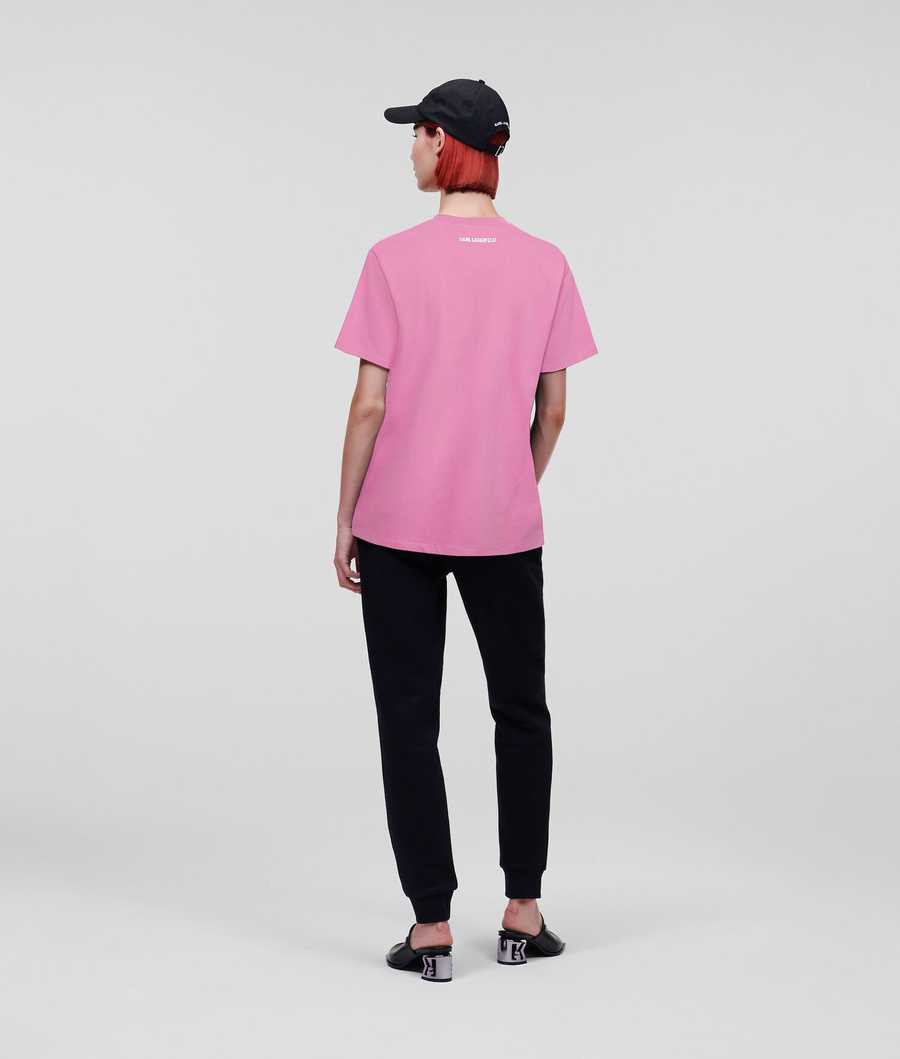 Pink Women's Karl Lagerfeld Ikonik 2.0 Oversized T-Shirts | AE548PVGH