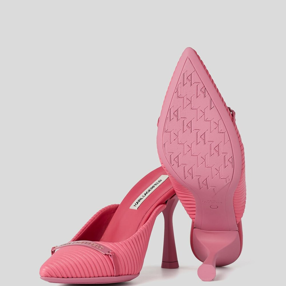 Pink Women's Karl Lagerfeld Panache Pleated Court Shoes High Heels | AE056AKTZ