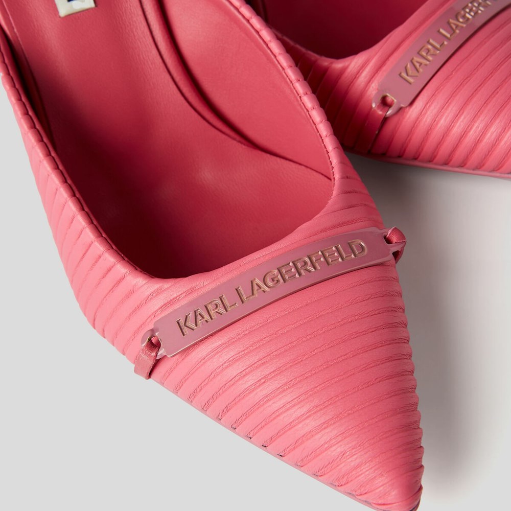 Pink Women's Karl Lagerfeld Panache Pleated Court Shoes Sandals & Flats | AE094ETSH