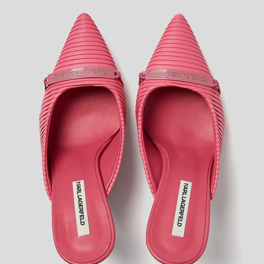 Pink Women's Karl Lagerfeld Panache Pleated Court Shoes Sandals & Flats | AE094ETSH