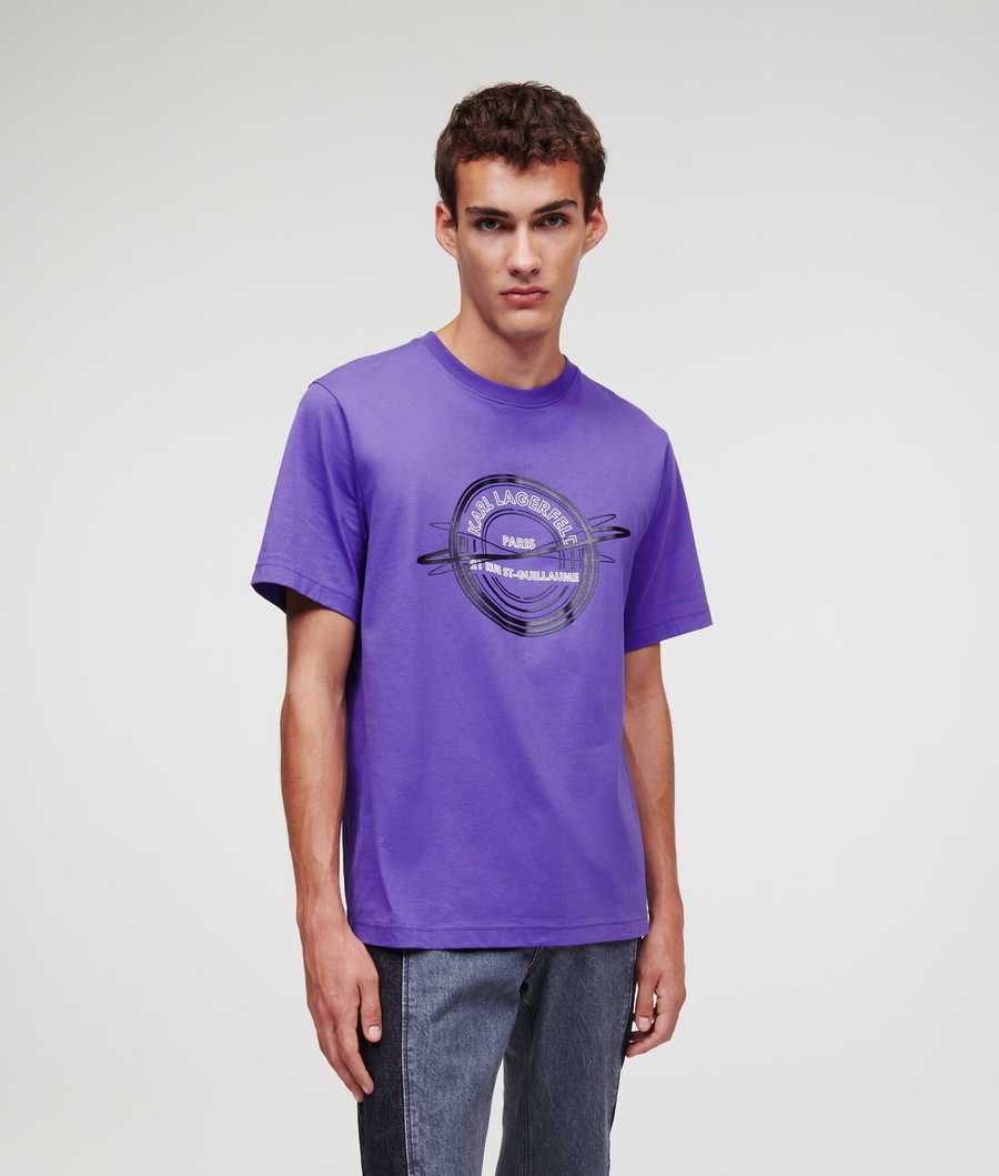 Purple Men's Karl Lagerfeld Rue St-guillaume T-Shirts | AE615CTUE