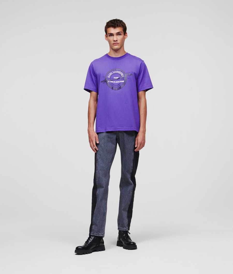 Purple Men's Karl Lagerfeld Rue St-guillaume T-Shirts | AE615CTUE