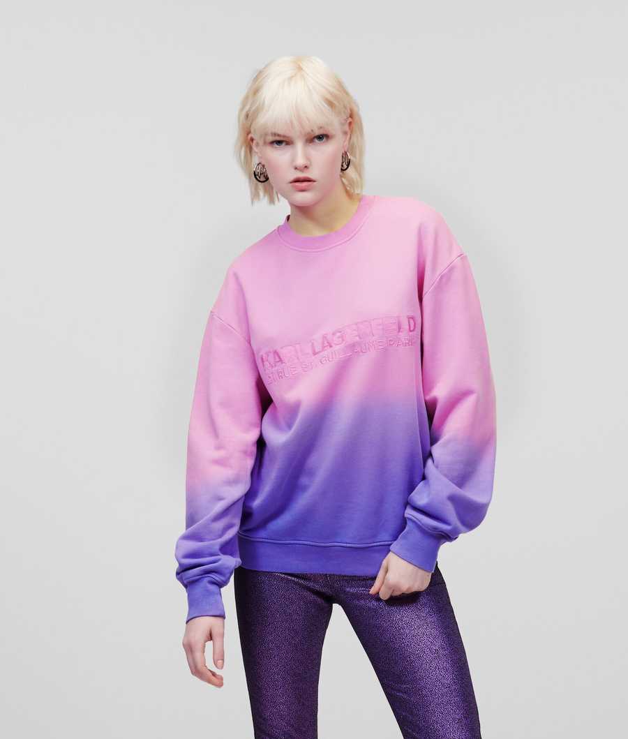 Purple / Pink Women's Karl Lagerfeld Ombré Rue St-guillaume Sweatshirts | AE876ACQT