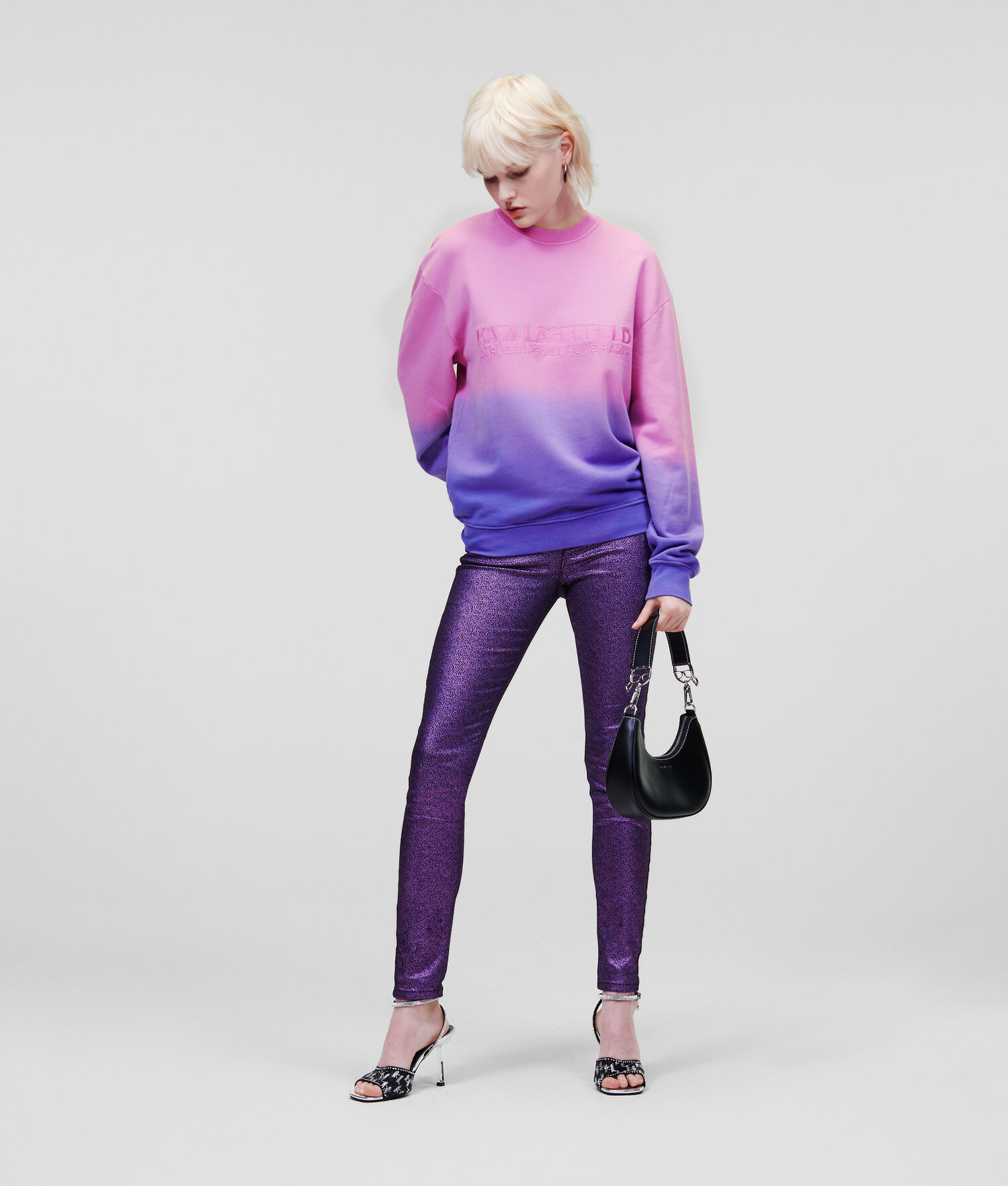 Purple / Pink Women's Karl Lagerfeld Ombré Rue St-guillaume Sweatshirts | AE876ACQT