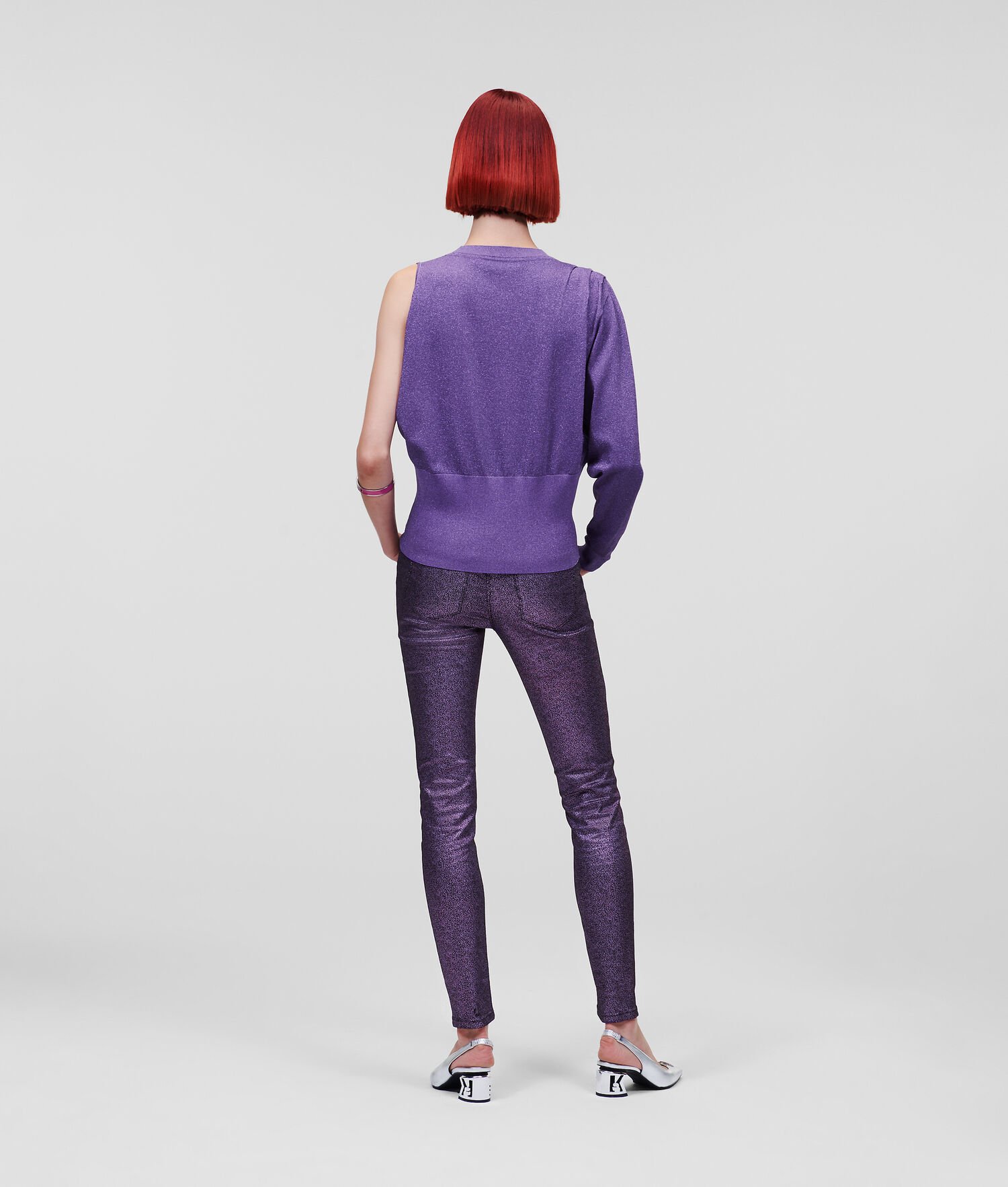 Purple Women's Karl Lagerfeld Iridescent Asymmetric Knitwear | AE273XRYL