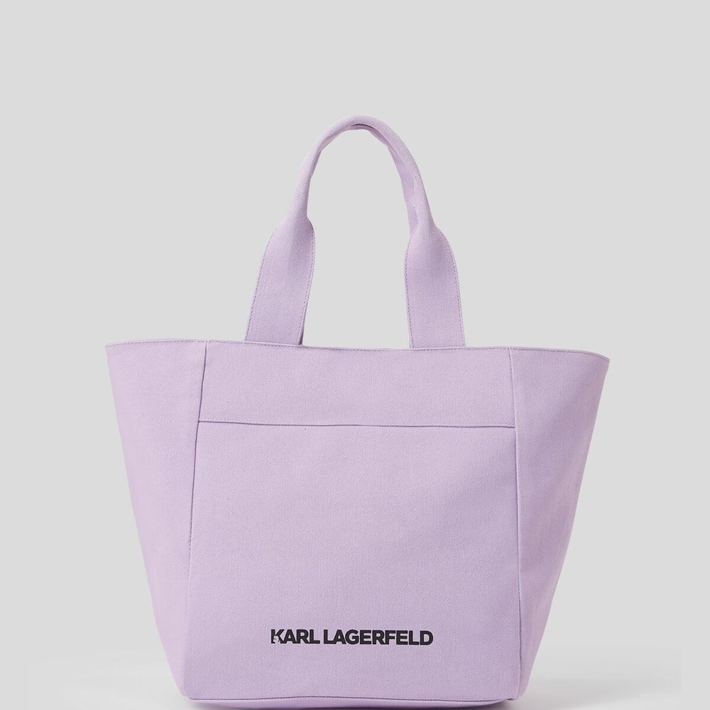 Purple Women's Karl Lagerfeld K/Ikonik 2.0 Karl Zipped Pocket Shopper Tote Bags | AE529UOXP