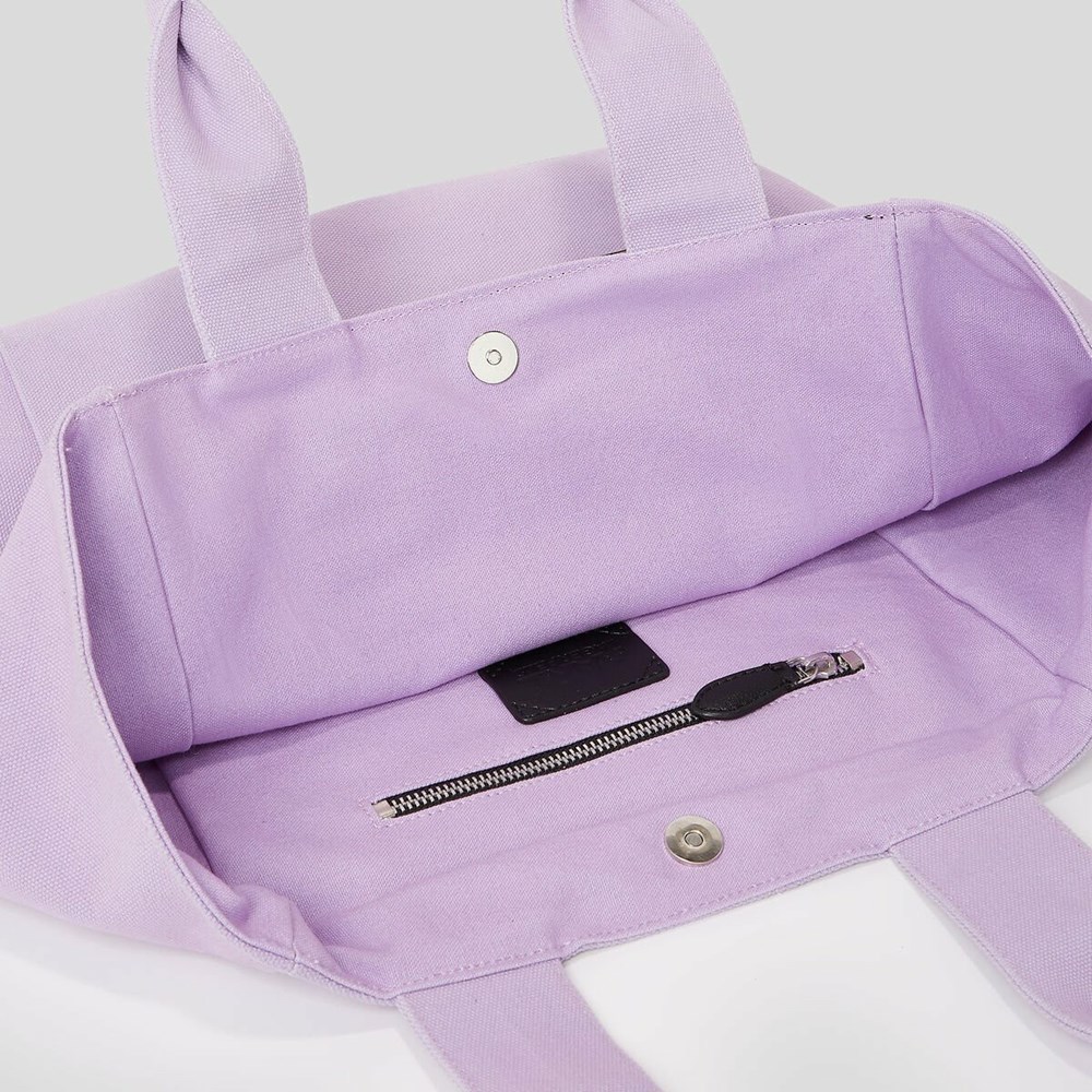 Purple Women's Karl Lagerfeld K/Ikonik 2.0 Karl Zipped Pocket Shopper Tote Bags | AE529UOXP