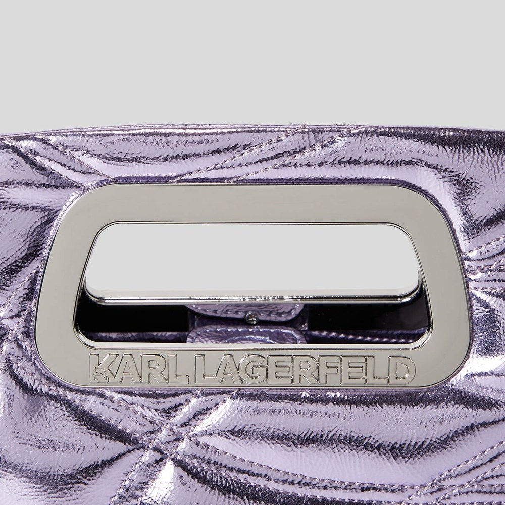 Purple Women's Karl Lagerfeld K/Kloud Metallic Small Top Handbags | AE576YGDC