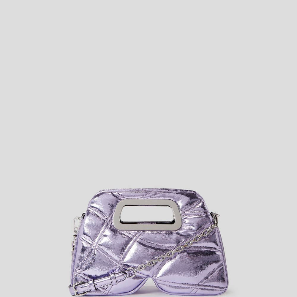 Purple Women's Karl Lagerfeld K/Kloud Metallic Small Top Handbags | AE576YGDC