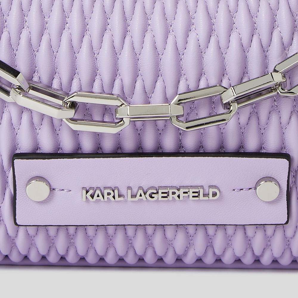 Purple Women's Karl Lagerfeld K/Kushion Quilted Baguette Bag | AE136DESL