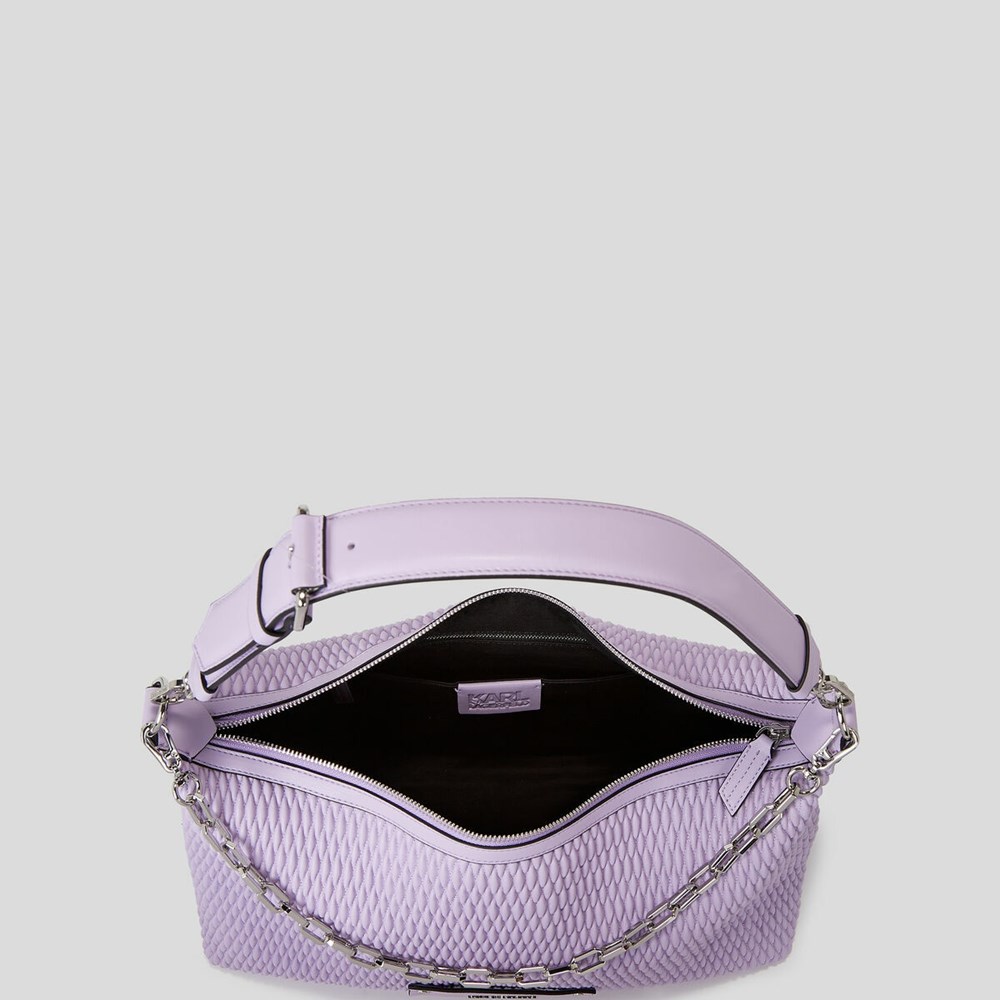 Purple Women's Karl Lagerfeld K/Kushion Quilted Extra-large Shoulder Bags | AE810DMPA