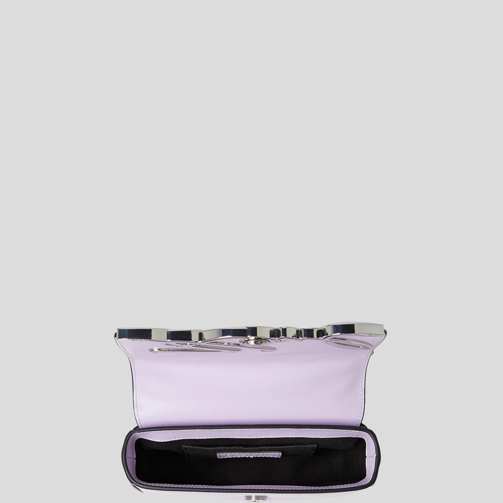 Purple Women's Karl Lagerfeld K/Signature Small Saddle Bag | AE037WVIA